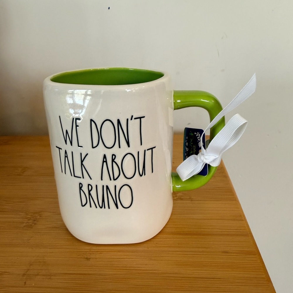 Rae Dunn White Mug with Green Interior and Handle